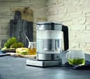 WMF KITCHENminis Bouilloire théière électrique en verre, 1 L, 1900 W, 5 niveaux de température, Maintien au chaud, Sans Fil, Qualité Schott Duran, Filtre thé intégré, Design Inox & Compact 0413180012 - 2