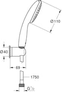 GROHE Vitalio Start 110, Ensemble de Douche avec Douchette Ronde 1 jet, Support de Douche Mural Universel, Flexible 1,75m, Economie d'Eau, A coller avec GROHE QuickGlue ou à visser, Chromé, 27944001 - 8