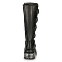 New Rock 272-S1 Bottes Hautes Gothiques Emo en Cuir Noir Métallisé Avec Lacet et Fermeture à Boucle 6.5 - 7