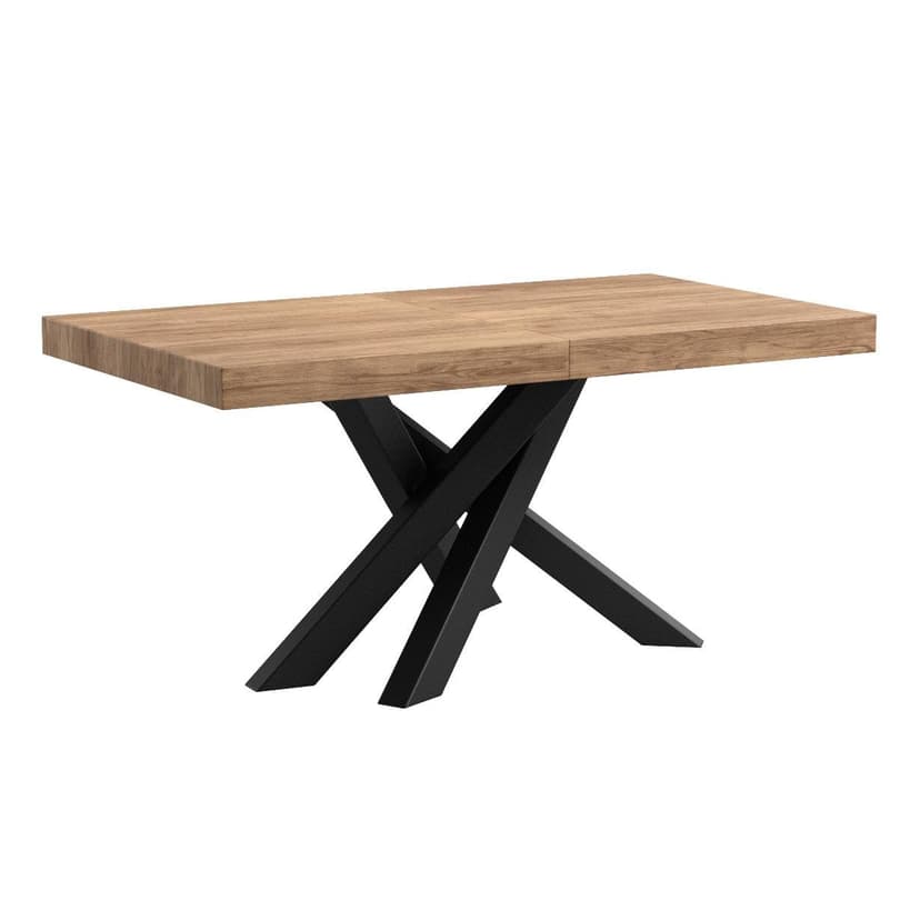 Mobili Fiver, Tavolo Allungabile Emma 160(240) x90 cm, Rovere Rustico con Gambe Incrociate Nere, per 6-10 persone, Tavolo Cucina, Soggiorno, Made in Italy - 4