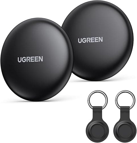 UGREEN FineTrack Mini 2 Pcak Compatible with Apple Find My (iOS only), Tracker Tag with 18-Month Replaceable Battery, 80dB Volume, Bluetooth Finder for Keys, Wallet, Luggage (Includes 2 Tag Holders)