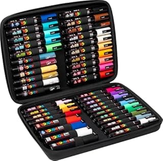 POSCA - Mitsubishi Pencil - Mallette 40 Marqueurs Pointes Extra-Fines PC1MC / Fines PC3M / Moyennes PC5M / Biseautées PC8K - Marqueurs Peinture à Base d'Eau - Tout Support - 1