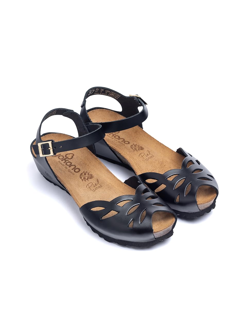 Monaco 003 Wedge Sandal Black, Black/White, 6 UK - 5
