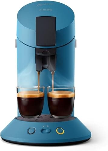 Philips Senseo Original Plus Machine à café à dosettes, Sélection de l'intensité du café, Technologie Coffee Boost, 2 tasses a la fois, Plastique recyclé, Bleu Paon (CSA210/00)