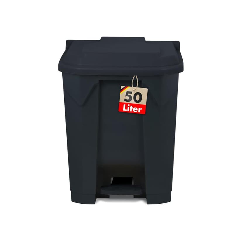 Floordirekt 50 Litre Rubbish Bin, Grey Lid, Kitchen and Office Rubbish Bin, Separate Collection System, Pedal Bin with Step-On Mechanism, Olaf Waste Bin - 2