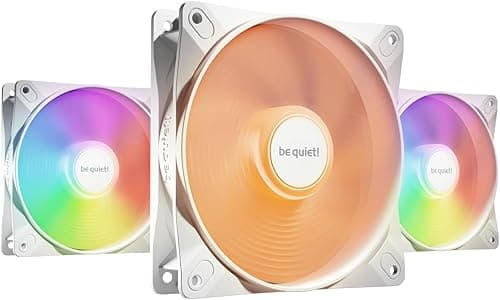 be quiet! Light Wings LX 120mm PWM White Triple Pack, 3 Fans Included, Illuminated Hub, Multiple Colors and Modes, Optimized Fan Blades for Extraordinary Air Pressure, Daisy Chain Option, BL122