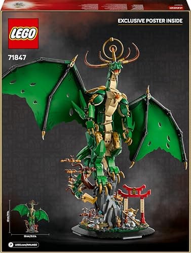 LEGO Ninjago Le Dragon Gardien - Maquette de Figurine de Dragon Articulée - Minifigurine de Maître WU & Présentoir Pittoresque Imitation Roche - Cadeau pour Garçon dès 14 Ans 71847 - 12