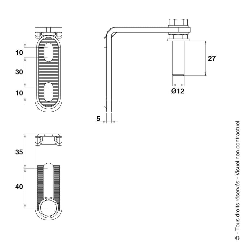 Hinge equ' Stainless Steel Vertical Door Hinge with Mini Composite, Black 9005 - 2