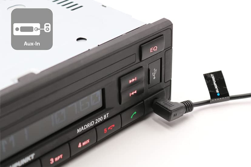 Blaupunkt Madrid 200 BT, 1-DIN autoradio, Bluetooth, kit Mains Libres, USB, entrée auxiliaire, 4x40 Watts, 12V - 3