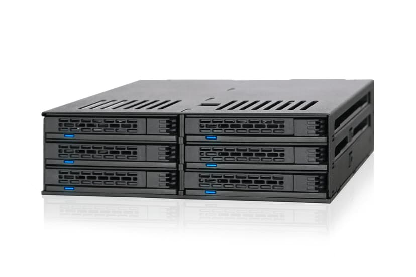 ICY DOCK ExpressCage MB326SP-1B Lot de 6 racks amovibles pour disque dur SATA/SAS 2,5" avec plateaux sans vis dans une baie 5,25" - 2