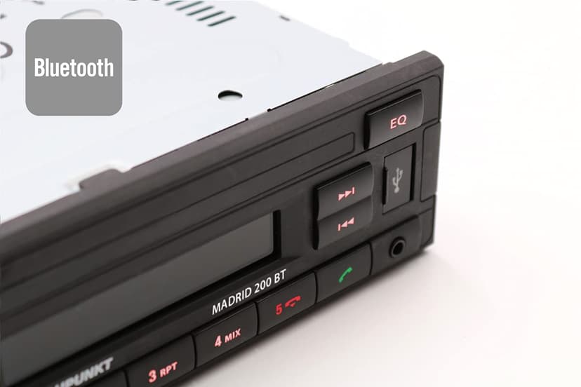 Blaupunkt Madrid 200 BT, 1-DIN autoradio, Bluetooth, kit Mains Libres, USB, entrée auxiliaire, 4x40 Watts, 12V - 4
