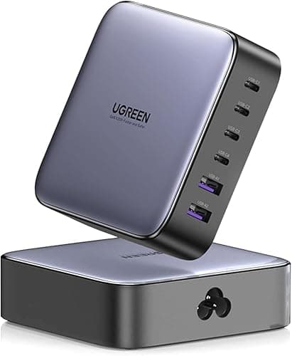 UGREEN Nexode 200 W 6 porte caricatore USB C veloce desktop GaN II compatibile con 100 W 65 W iPhone 16 Plus Pro Max 15 14 13 12 MacBook Pro Air M3 M2 M1 Galaxy S24 Ultra Plus 2M cavo di alimentazione