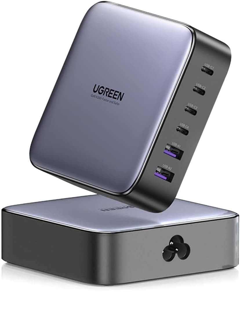 UGREEN Nexode 200 W 6 porte caricatore USB C veloce desktop GaN II compatibile con 100 W 65 W iPhone 16 Plus Pro Max 15 14 13 12 MacBook Pro Air M3 M2 M1 Galaxy S24 Ultra Plus 2M cavo di alimentazione - 1