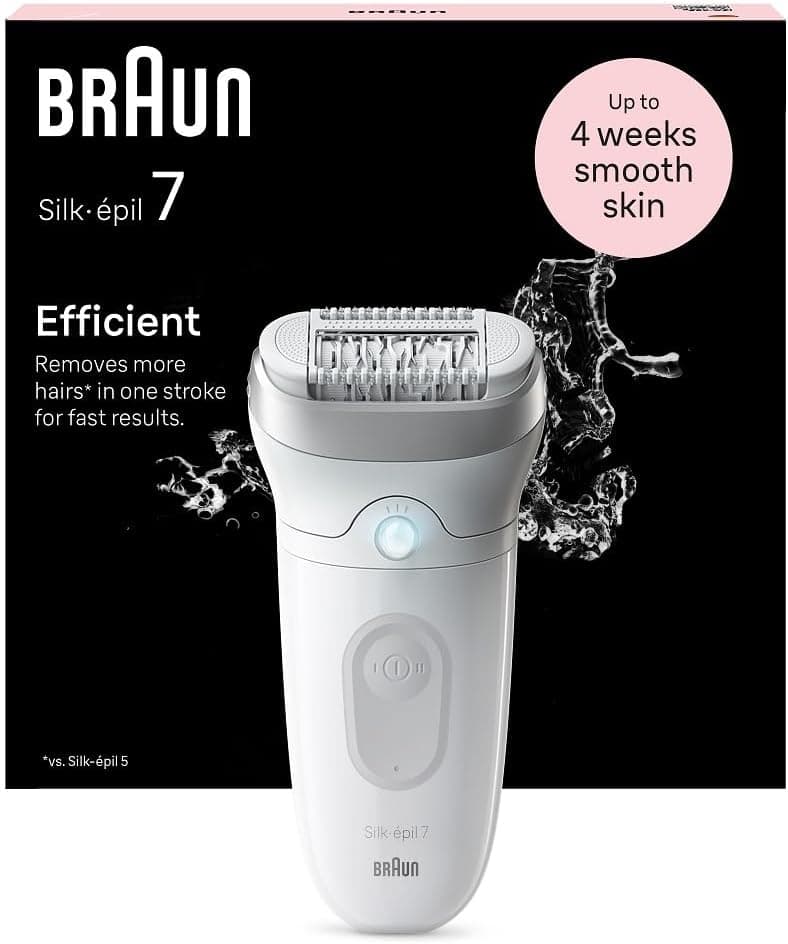 Braun Silk-épil 7 Epilator for Easy Hair Removal, Long-Lasting Smooth Skin, 7-011, White/Silver - 1