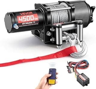 VEVOR Treuil Électrique 12 V CC 2041 kg Treuil pour Quad SSV Tout-terrain Remorquage, Câble en Acier 6 mm x 12 m, Télécommande sans Fil et Filaire, Étanche IP54, avec Platine et Guide-câble à Rouleaux - 1
