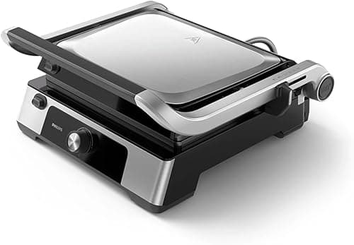 Philips Contact Grill - Adjustable Temperature Large Cooking Surface and High Power - Removable Non-Stick Plates and Grease Catcher (HD6301/90)