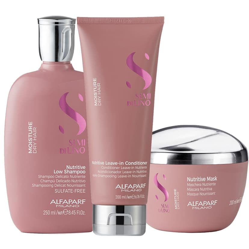 Alfaparf Milano Semi Di Lino Moisture Nutritive Shampoo 250ml Conditioner 200ml Mask 200ml - 1