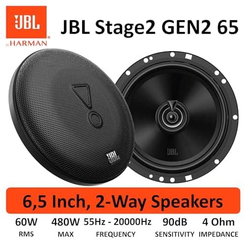 JBL Stage2 GEN2 65 – 6.5 Inch (165mm) 2-Way Coaxial Car Speakers – 60W RMS – 240W Peak – High Sensitivity Audio – OEM Upgrade – Compact Fit – Easy Install – With Grilles – Pair - 9