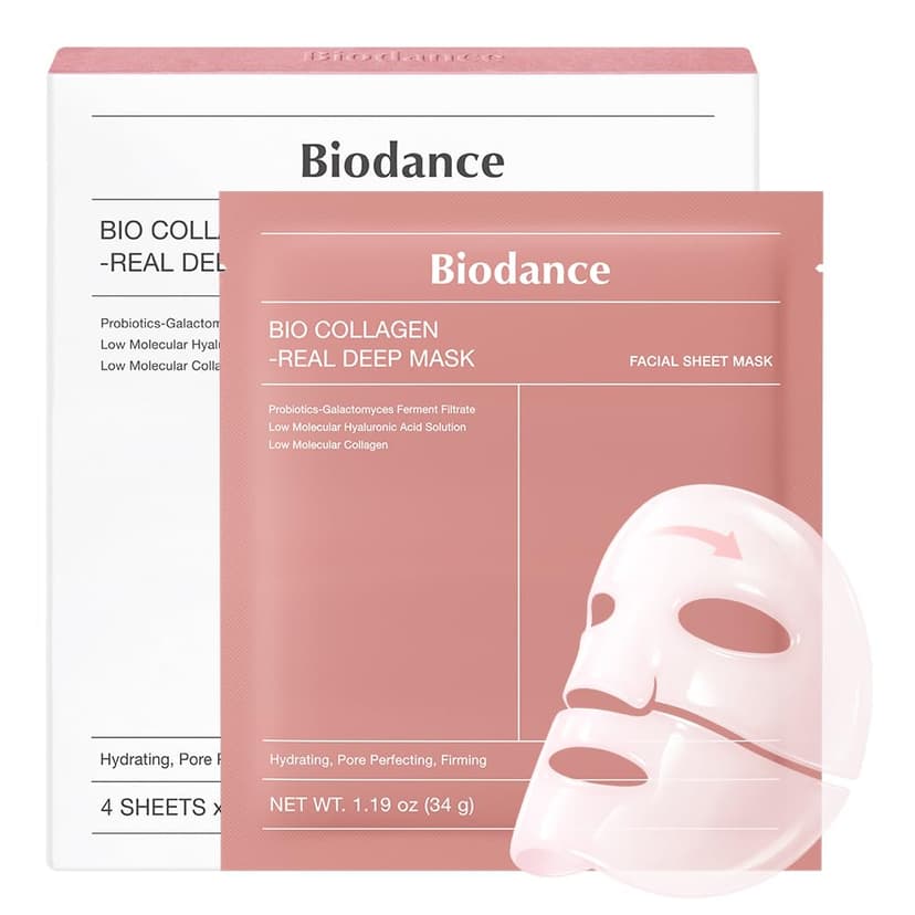 BIODANCE Bio-Collagen Masque Profond Réel, Masque Hydrogel, Minimisation des Pores, Amélioration de l'Élasticité, Skincare Coréenne| 34 g (1,19 oz) x 4 pièces - 1