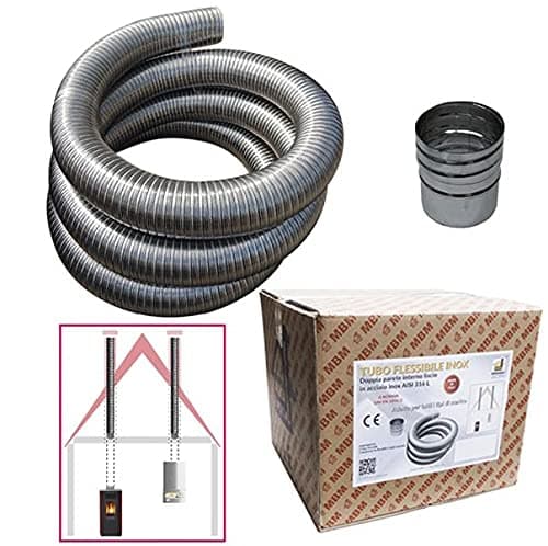 Stainless steel hose kit 316 flexible 10 m diameter 80 mm smooth internal according to CE EN 1856 2 chimney pipe - 1