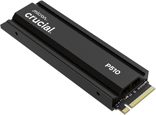 Crucial P510 2TB SSD NVMe M.2 PCIe 5.0 x4 Gen5 with Heatsink, Read/Write Speeds up to 10,000/8,700 MB/s, Desktop PC and PS5 Compatible, Solid State Drive - CT2000P510SSD5-01