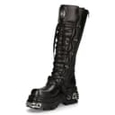 New Rock 272-S1 Bottes Hautes Gothiques Emo en Cuir Noir Métallisé Avec Lacet et Fermeture à Boucle 6.5 - 6