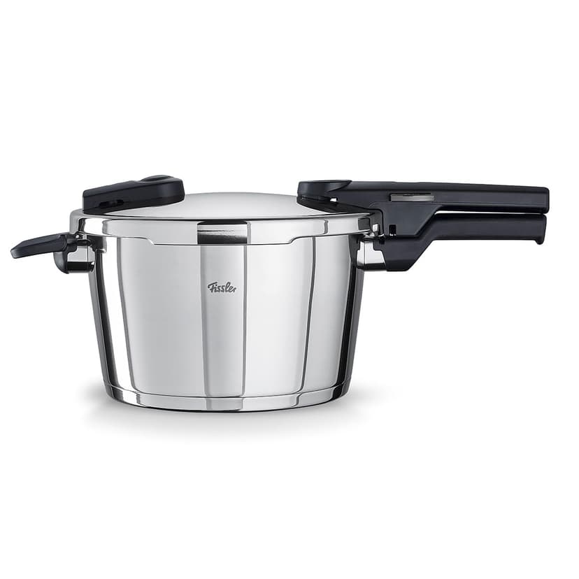 Fissler Vitaquick Jeu D’autocuiseurs, 3 Pièces (1 Faitout-autocuiseur 4,5 l + 1 Poêle-autocuiseur 2,5 l 22 cm), Compatible Induction, Métallique, Argenté - 2