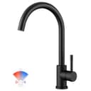 CECIPA Faucet kitchen black 360° rotatable, high pressure kitchen faucet black, mixer tap kitchen with high arc, single lever tap, sink fitting stainless steel, G3/8 connection fixture - 1