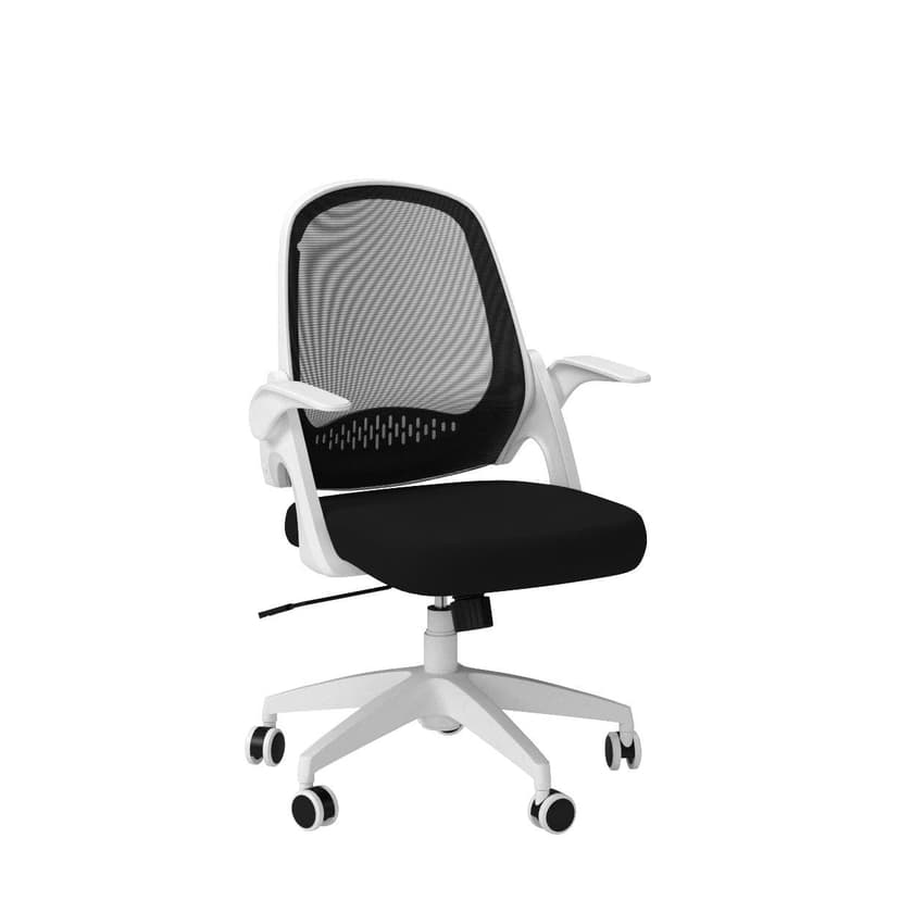 Hbada Office Chair Desk Chair Flip-up Armrest Ergonomic Task Chair Compact 120° Locking 360° Rotation Seat Surface Lift Reinforced Nylon Resin Base, White - 4