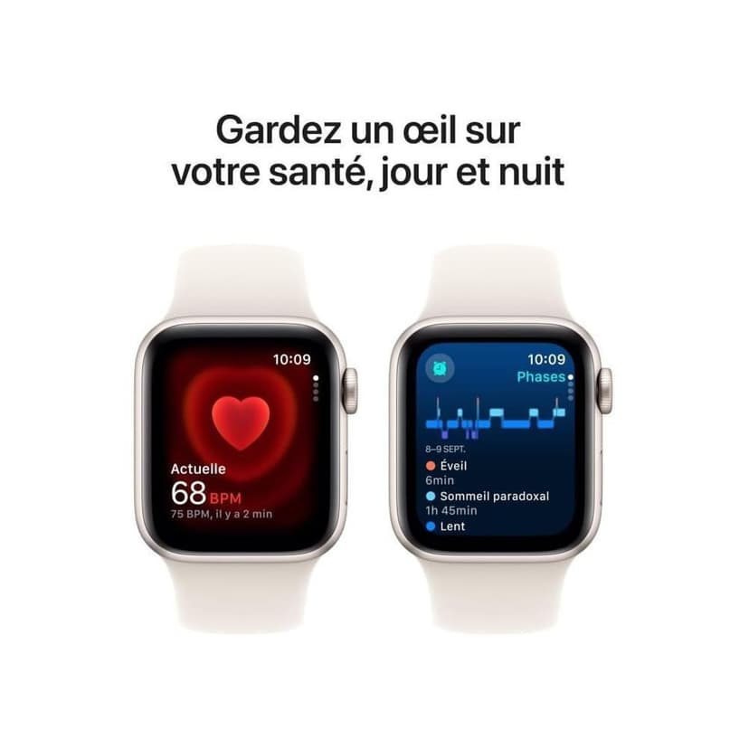 Apple Watch SE (2ᵉ génération) 40 mm GPS Montre connectée avec Boîtier en Aluminium lumière stellaire et Bracelet Sport lumière stellaire (S/M). Suivi activité et Sommeil, détection Accidents - 5