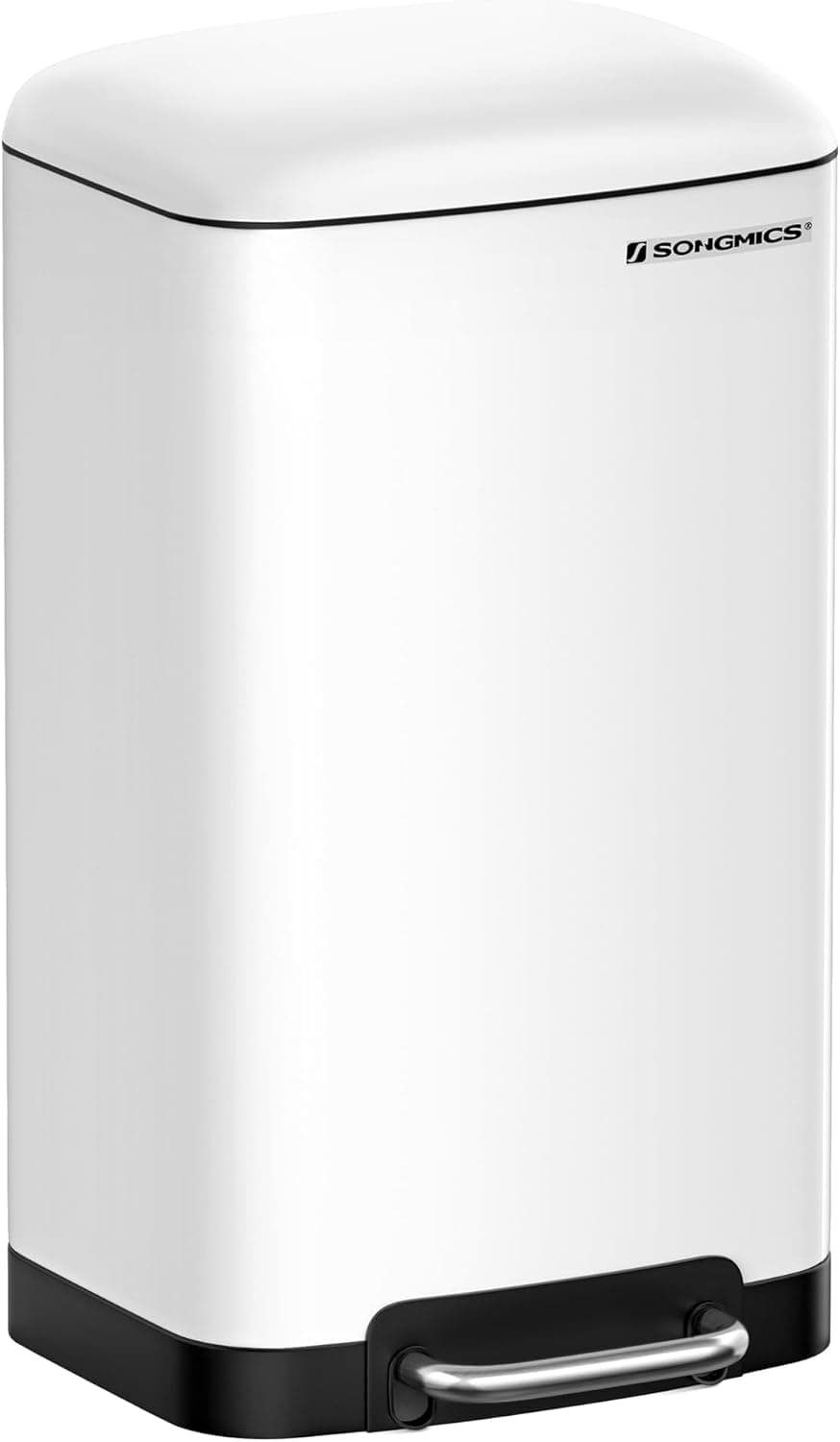 SONGMICS Kitchen Bin, 8 Gallon (30L) Rubbish Bin, Steel Pedal Bin with Lid and Inner Bucket, Soft Close, Black LTB01BK