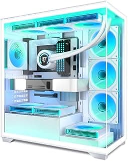 ANSAITE ATX PC Case 7 x 120 mm ARGB PWM Fan Pre-Installed Mid-Tower Gaming PC Case, Full View Double Tempered Glass Computer Case with Type-C, 360 mm Radiator Support - 1