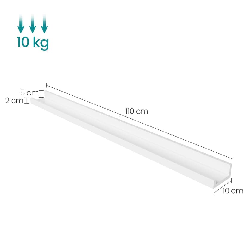 SONGMICS Floating Shelves Set of 2, Wall Shelves Ledge, 10 x 80 cm, for Picture Frames and Books, Living Room, Hallway, Bedroom, Bathroom, Kitchen, Office, White LWS080W01 - 6