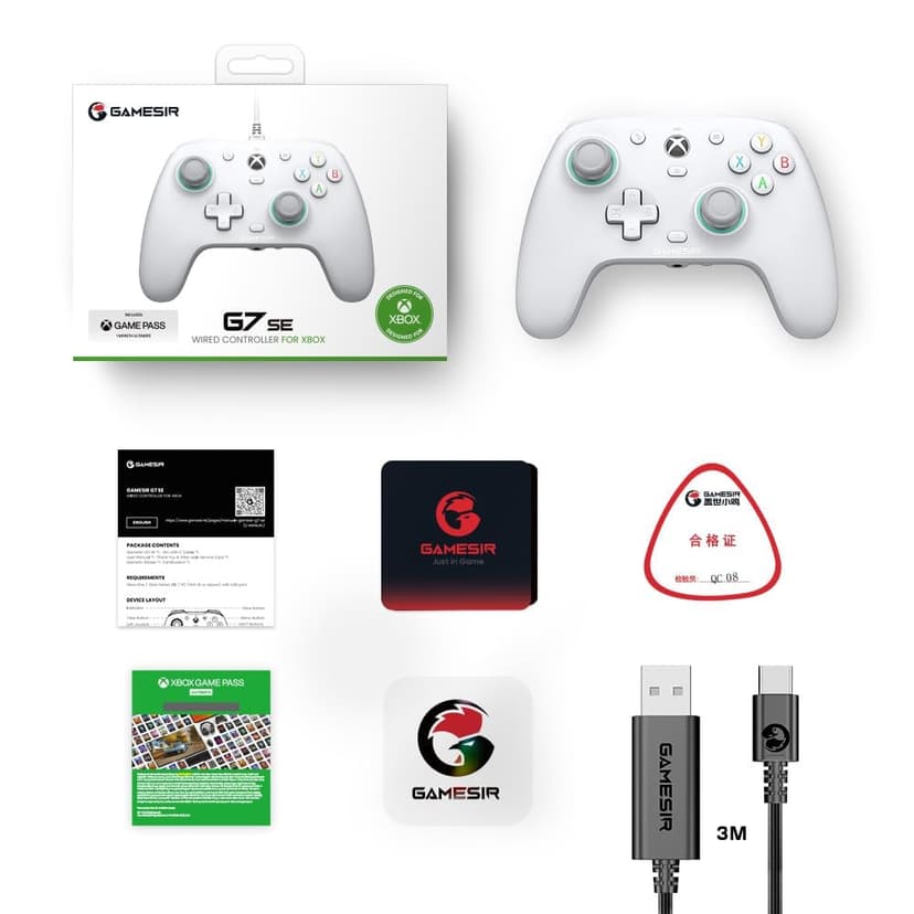 GameSir G7 SE Manette Filaire pour Xbox Series X|S, Xbox One & Windows 10/11, Manette de Jeu Plug and Play avec Joysticks à Effet Hall, Prise Audio 3,5 mm (Blanc) - 7