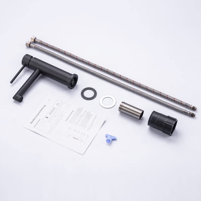 ONECE Tap Black Bathroom Faucet, Single Lever Mixer Tap with Removable Bubbler, Black Finish, Stainless Steel, Contemporary Style - 6