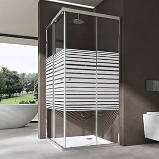 doporro Cabine de Douche en Angle Bandes Opaques 90x70cm …