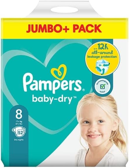 Pampers Size 8 Baby Dry Jumbo + Pack of 52 - 1
