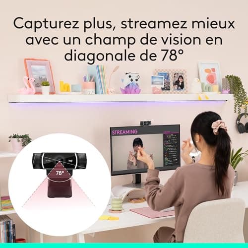 Logitech C922 Pro Stream Webcam, Streaming Ultrarapide HD 1080p/30ips/HD 720p/60ims, Audio Stéréo, Correction HD, Mise au Point Automatique, Youtube, Twitch, Camera PC/Mac/Portable/Macbook/Tablette - 10