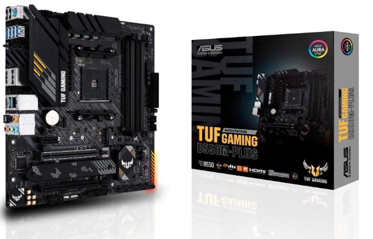 ASUS TUF Gaming B550M-PLUS, AMD B550 (Ryzen AM4) Micro ATX Motherboard (PCIe 4.0, Dual M.2, 10 DrMOS, DDR4 4400, 6, 2.5 Gb Ethernet, HDMI, DP, USB 3.2 Gen 2 Type-A and C, Aura Sync) - 5