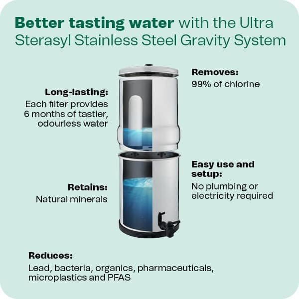 British Berkefeld 8.5L Stainless Steel Gravity Water Filter System | Comes With 2 Ultra Sterasyl Cartridges | Great Tasting Clean Water | No Power Or Plumbing Required | For Home Or Outdoor Use - 7