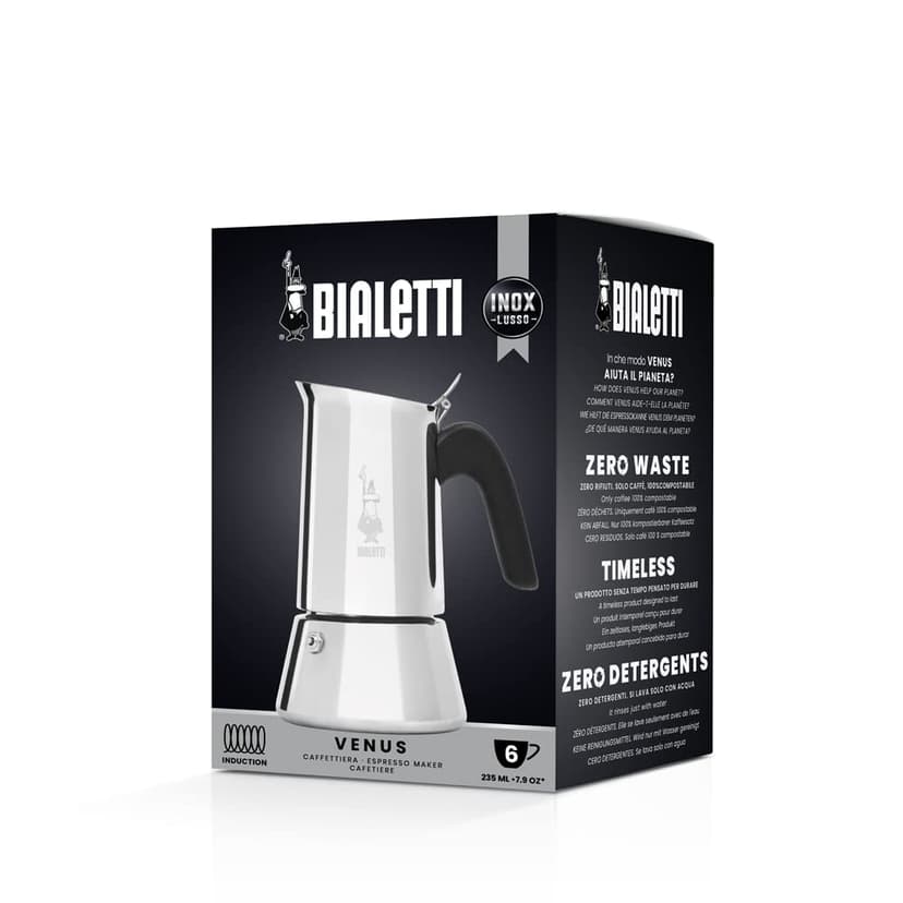 Bialetti - Nouvelle cafetière expresso Venus Induction, Plaque de cuisson en acier inoxydable, Adaptée à toutes les sources de chaleur, 6 Tasses, Aluminium, 235ml,Argent - 2