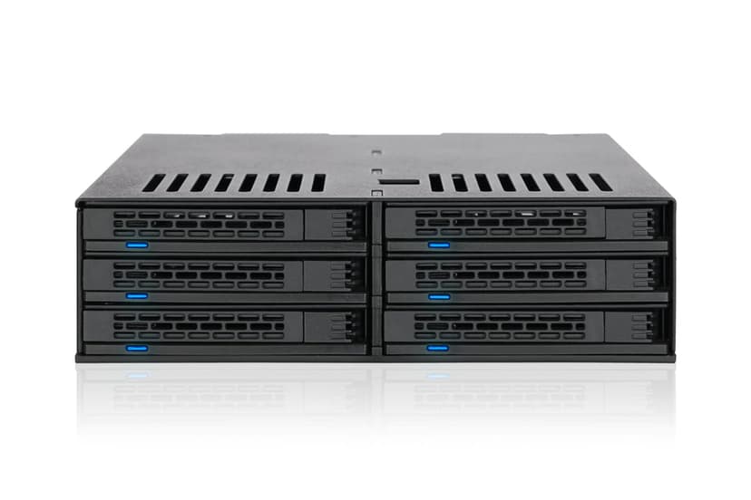 ICY DOCK ExpressCage MB326SP-1B Lot de 6 racks amovibles pour disque dur SATA/SAS 2,5" avec plateaux sans vis dans une baie 5,25" - 4
