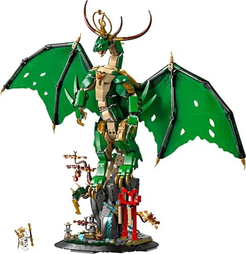 LEGO Ninjago Le Dragon Gardien - Maquette de Figurine de Dragon Articulée - Minifigurine de Maître WU & Présentoir Pittoresque Imitation Roche - Cadeau pour Garçon dès 14 Ans 71847 - 11
