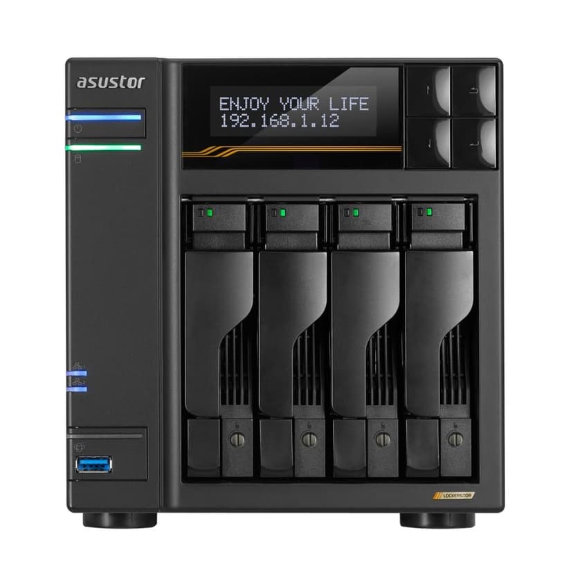 Asustor Lockerstor 4 Gen3 AS6804T, 4 Bay NAS Network Storage, AMD Ryzen Quad-Core 2.3 GHz, 16GB RAM ECC DDR5, 4 M.2 NVMe Slots, Dual 5GbE & Dual 10GbE Port, USB 4.0 Type-C, Network Attached Storage - 2