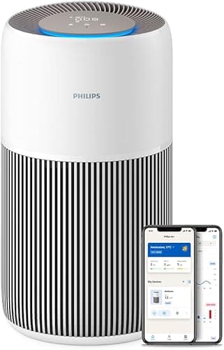 Philips Air Purifier 2200 Series, HEPA NanoProtect + Active Carbon Filter, CADR 420m³/h for 109m², Allergy sufferers, Ultra-quiet, Intelligent and Long-lasting filter (AC2220/10)