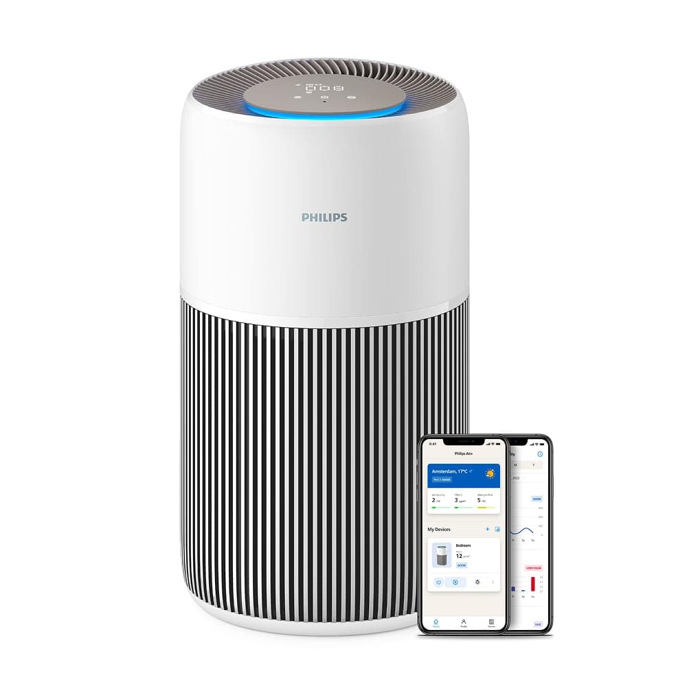 Philips Air Purifier 2200 Series, HEPA NanoProtect + Active Carbon Filter, CADR 420m³/h for 109m², Allergy sufferers, Ultra-quiet, Intelligent and Long-lasting filter (AC2220/10)