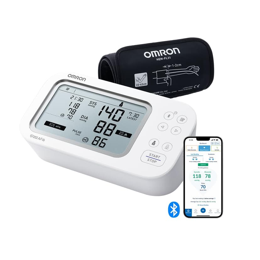 OMRON X7 Smart AFib Blood Pressure Monitor | Screen for AFib with every blood pressure check at home | Clinically validated incl. pregnancy and diabetes | 2 Users |free app | Intelli Wrap Cuff 22-42cm - 1