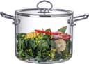 4.5L Glass Cooking Pot with Lid - Heat-Resistant Borosilicate Simmer Pot Soup Pot Transparent Saucepan Stockpot Double Handles for Pasta Noodle Soup Milk Tea and Salad - 1