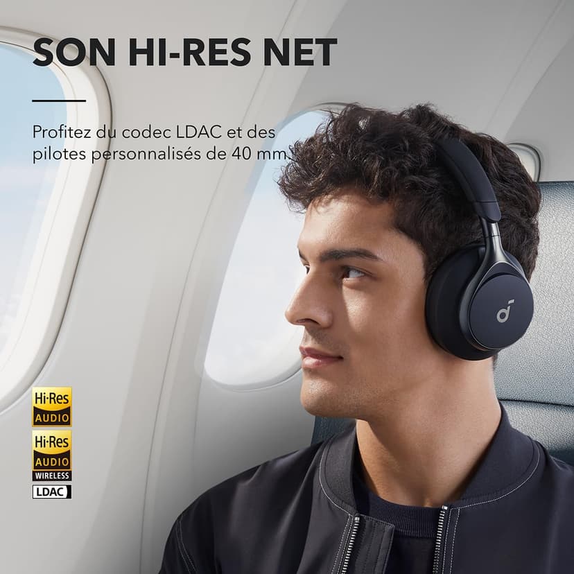 Soundcore Space One Casque Bluetooth sans Fil avec Réduction de Bruit Active Adaptative by Anker, Réduction des Voix Humaine 2X Plus Efficace, ANC 46H, Contrôle app, LDAC Hi-Res Audio, Confort - 4