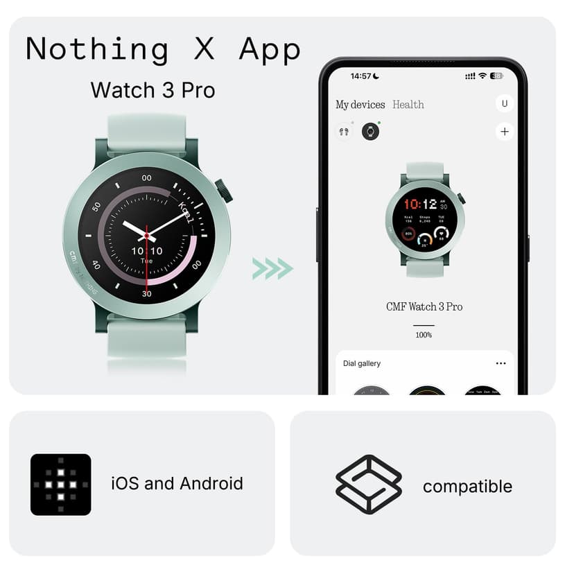 CMF Watch 3 Pro – Montre connectée 1,43" AMOLED, 13 Jours d’autonomie, GPS Double, appels Bluetooth avec réduction de Bruit IA, Suivi Sommeil et Cardio – Gris foncé - 4